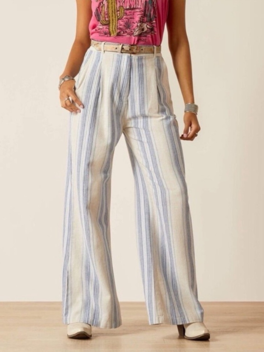 Ariat Western Pants Striped Beachy Coastal Butler wide leg boho railroad small
